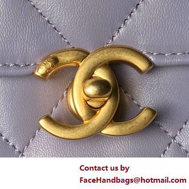 CHANEL Shiny Lambskin, Imitation Pearls  &  Gold-Tone Metal Mini Flap Bag AS4986 PURPLE 2025